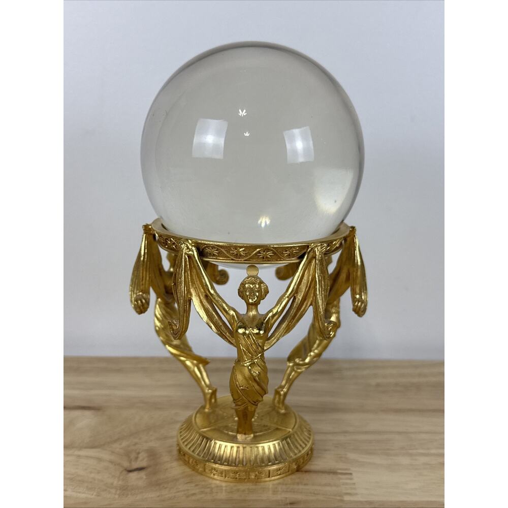 RARE Vintage Crystal Visions 1989 Franklin Mint Crystal Ball 24K Gold Plated - Picture 1 of 11